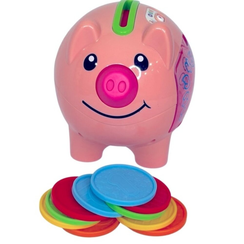 2014 Fisher Price Laugh  Learn 2 Stage Musical Counting Piggy Bank  10 Coins